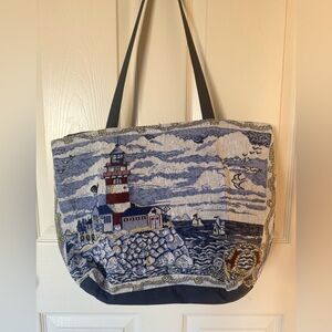 Nautical Themed Tapestry Tote Bag